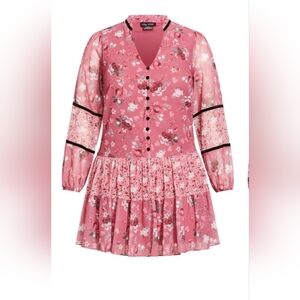 City Chic Pink and White Floral Laura Dress